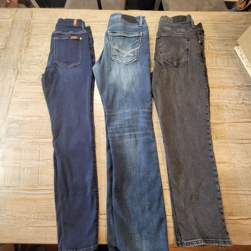 Lot of 3 Denim Premium Jeans For Fabric Crafting Damaged Cutters Jeans